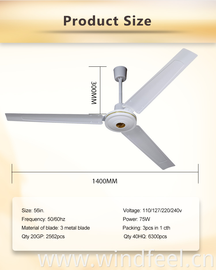 Vietnam Paraguay Malaysia 56 Inch Modern KDK Ceiling Fan with 5 Speed Capacitor Regulator